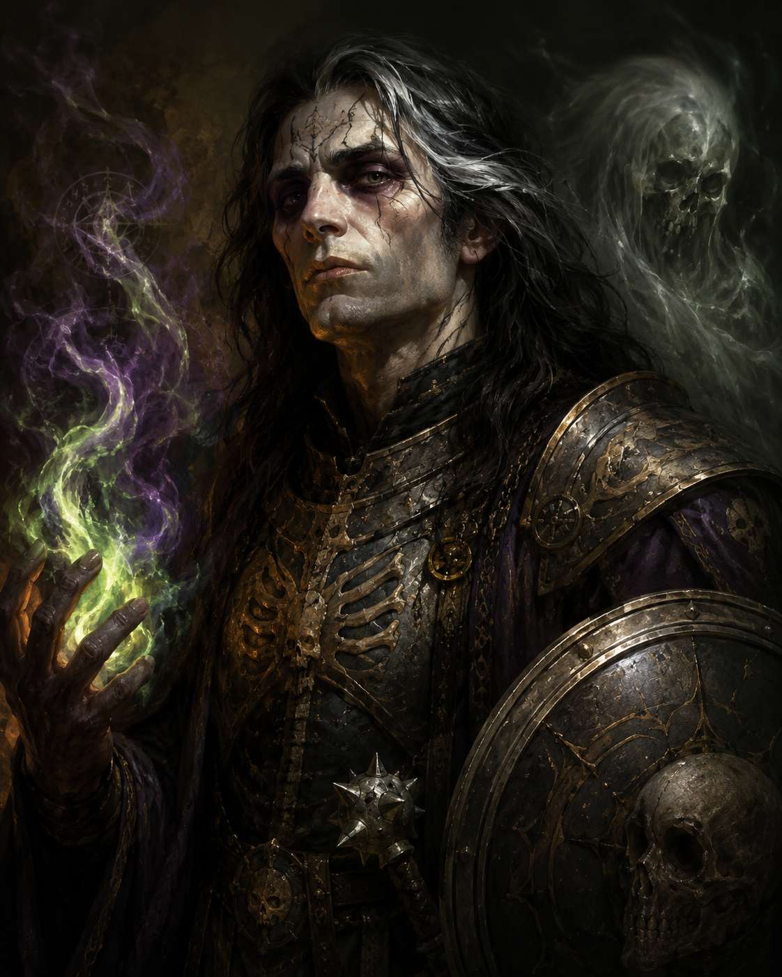Mal'zaran, gaunt human necromancer-oracle portrait